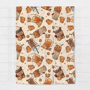Blanket - Halloween - Pumpkin Coffee Drinks - NEW